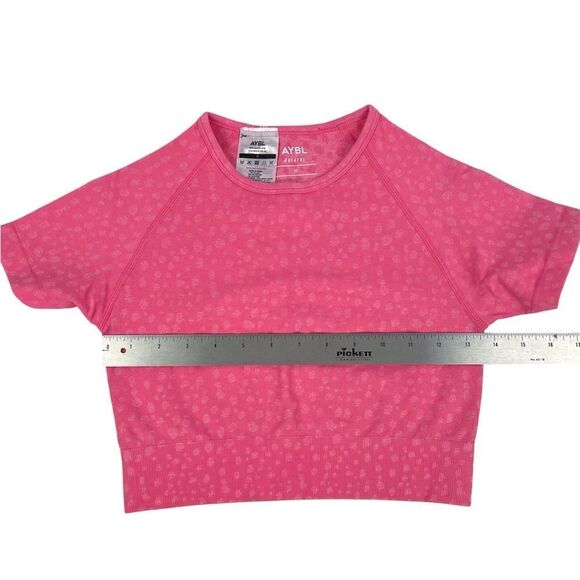AYBL Evolve Speckle Seamless Short Sleeve Crop Top Raspberry Pink Size Medium - Picture 3 of 5